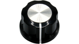 RND 210-00283, Plastic Round Knob with Aluminium Cap, black / aluminium, 6.4 mm, RND Components