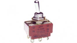 S338, Toggle Switch, (On)-Off-(On), Soldering Lugs, NKK Switches (NIKKAI, Nihon)