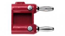 1330-2, Double Banana Plug, 4mm, Red, 15A, 70V, Nickel-Plated, Pomona