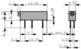 89PR1MEGLFTB, Многоповоротный потенциометр Cermet 1 MΩ линейный 750 mW, BI Technologies
