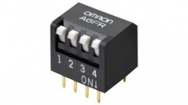 A6FR-4101, Piano DIP Switch Short Lever 4 Positions 2.54mm PCB Pins, Omron