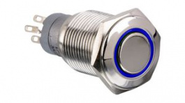 MP0045/1D2BL012S, Pushbutton Switch, Vandal Proof, Blue, 2CO, IP67, Momentary Function, Bulgin