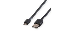 11.02.8760, Cable USB-A Plug - USB Micro-B Plug 1m Black, Roline