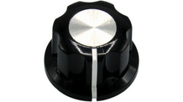 RND 210-00285, Plastic Round Knob with Aluminium Cap, black / aluminium, T18 Knural, RND Components