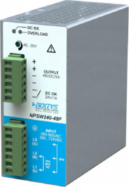 NPSW240-48P, Power Supply 240W, Wide Input Range\In: 1/2/3Ph 200-500Vac, Out: 48Vdc/5A, NEXTYS