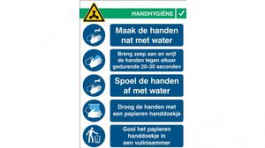 RND 605-00216, Hand Wash Instructions, Safety Sign, Dutch, 262x371mm, 1pcs, Brady
