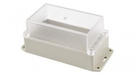 RP1185BFC, Flanged Enclosure with Clear Lid 165x85x85mm Light Grey ABS/Polycarbonate IP65, Hammond