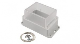 RP1150BFC, Flanged Enclosure with Clear Lid 125x85x85mm Off-White Polycarbonate IP65, Hammond