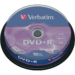 43498, DVD+R 4.7 GB Spindle for 10, Verbatim