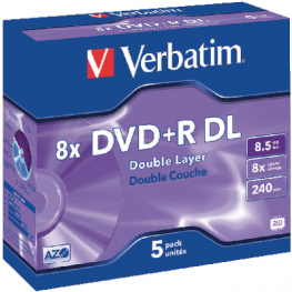 43541, DVD+R DL 8.5 GB 5x jewel cases, Verbatim