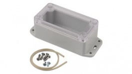 RP1030BFC, Flanged Enclosure with Clear Lid 95x50x40mm Off-White Polycarbonate IP65, Hammond