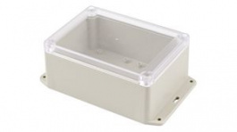 RP1215BFC, Flanged Enclosure with Clear Lid 145x105x60mm Light Grey ABS/Polycarbonate IP65, Hammond