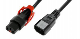 PC1531, IEC LOCK+ C13 to Male C14 plug, H05VV-F 3 X 1.00mm2, 1.5m, Black, Scolmore