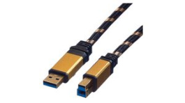 11.02.8903, Cable USB-A Plug - USB-B Plug 3m USB 3.0 Black / Gold, Roline