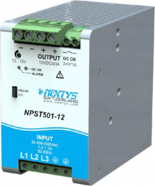 NPST501-12, Power Supply 3Ph, 480W\In: 400-500Vac, Out: 12Vdc/40A, NEXTYS
