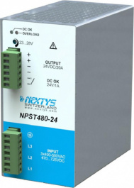 NPST480-24, Power Supply 3Ph, 480W\In: 400-500Vac, Out: 24Vdc/20A, NEXTYS