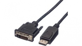 11.04.5613, DisplayPort-DVI (24+1) Cable m-m Black 1 m, Roline