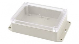 RP1205BFC, Flanged Enclosure with Clear Lid 145x105x40mm Light Grey ABS/Polycarbonate IP65, Hammond