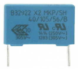 B32922C3104M, Пленочные конденсаторы 0.1µF 305V 20% 15mm L/S Class X2, TDK-Epcos