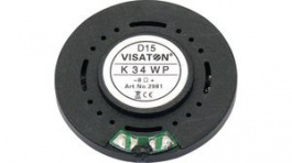 K 34 WP - 8 Ohm, Miniature Speaker 33.8mm 8Ohm 2W 79dB Black, Visaton
