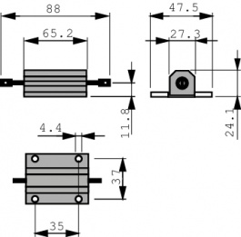 HS100 2K2 J, Проволочный резистор 2.2 kΩ 100 W ± 5 %, Arcol