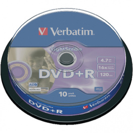 43576, DVD+R 4.7 GB Spindle for 10, Verbatim