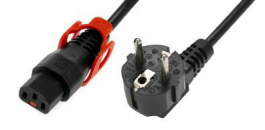EL332S, IEC LOCK+ C13 to R/A Schuko plug, H05VV-F 3 X 1.00mm2, 2m, Black, Scolmore