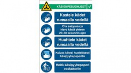 RND 605-00222, Hand Wash Instructions, Safety Sign, Finnish, 262x371mm, 1pcs, Brady