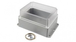 RP1380BFC, Flanged Enclosure with Clear Lid 186x146x110mm Off-White Polycarbonate IP65, Hammond