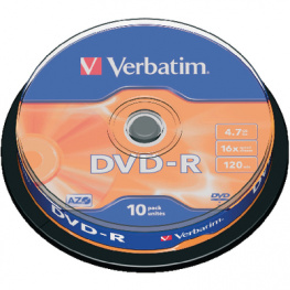 43523, DVD-R 4.7 GB Spindle for 10, Verbatim