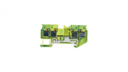 RND 205-01388, Din-Rail Terminal Block, Ground, 4 Positions, Push-In, Green, 0.14 ... 2.5mm2, RND Connect