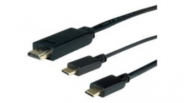 11.04.5952, HDMI Cable, HDMI Plug - 2x USB C Plug, 1m, Roline