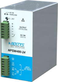 NPSW480-24, Power Supply 480W, Wide Input Range\In: 1/2/3Ph 200-500Vac, Out: 24Vdc/20A, NEXTYS