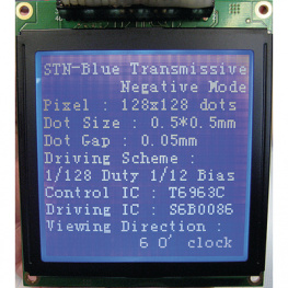 DEM 128128B SBH-PW-N, ЖК-графический дисплей 128 x 128 Pixel, Display Elektronik
