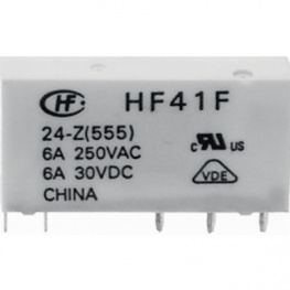 HF41F/24-Z, Реле мощности на печатную плату 24 VDC 170 mW, HONGFA