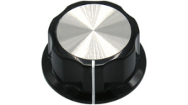 RND 210-00282, Plastic Round Knob with Aluminium Cap, black / aluminium, T18 Knural, RND Components