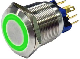 RND 210-00404, Антивандальный кнопочный переключатель, зеленый, 22 мм, RND Components