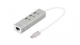 DA-70253, USB Hub with Fast Ethernet Port USB 2.0 3x USB A Socket, 3x USB A Socket - USB C, DIGITUS