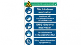 RND 605-00223, Hand Wash Instructions, Safety Sign, Swedish, 262x371mm, 1pcs, Brady