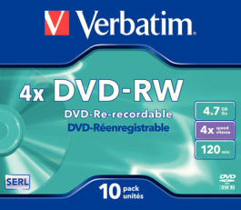 43486, DVD-RW 4.7 GB 10x Jewel case, Verbatim