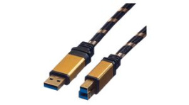 11.02.8900, Cable USB-A Plug - USB-B Plug 800mm USB 3.0 Black / Gold, Roline