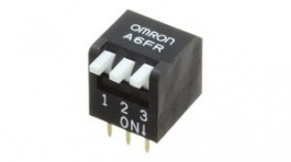 A6FR-3104, Piano DIP Switch Long Lever 3 Positions 2.54mm PCB Pins, Omron