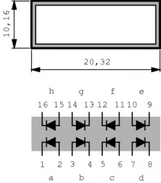 HLMP-2785, Светодиодные секции желтый 20.32 x 10.16 mm, Broadcom (Avago)