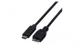 11.02.9005, Cable USB-C Plug - USB Micro-B Plug 500mm USB 3.0 Black, Roline