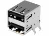 TUEA4F4D3B, Гнездо; USB A; THT; угловой 90°; двойной; Верс: USB 2.0; позолота, Amphenol