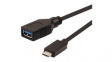 11.02.9030 Cable USB-C Plug - USB-A Socket 150mm USB 3.0 Black