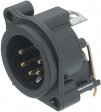 NC5MAH XLR Panel-mount male receptacle, 5 Poles A Horizontal/PCB Mounting Black