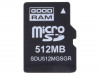 SDU512MGSGRB, Карта памяти; промышленный; SD Micro,SLC; 512МБ; -25?85°C, GOODRAM