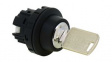 CW1K-3A Keylock Switch Actuator, 3 Positions, Plastic, Black / Metallic, Latching Function