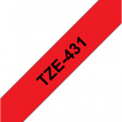 TZE-431 Этикеточная лента 12 mm черный на красном
